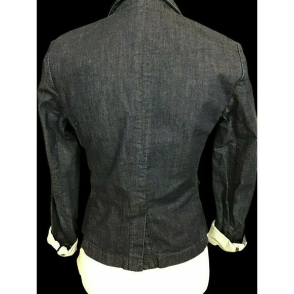 Club Monaco Cotton Spandex Blend Denim Blazer Blue Size 4 RR - Picture 6 of 9
